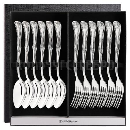 СТОЛОВЫЙ НАБОР ИЗ МЕЛЬХИОРА "№11" С ЧЕРНЕНИЕМ (6 ВИЛОК, 6 ЛОЖЕК) – МСТЕРСКИЙ ЮВЕЛИР