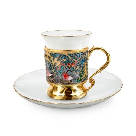 СЕРЕБРЯНЫЙ КОФЕЙНЫЙ НАБОР 33465 – РУССКИЕ САМОЦВЕТЫ