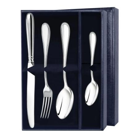 СЕРЕБРЯНЫЙ СТОЛОВЫЙ НАБОР "КАПЕЛЬКА" (4 ПРЕДМЕТА) – АРГЕНТА