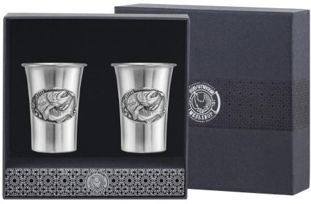 НАБОР СТОПОК "СУДАК" ПОСЕРЕБРЕННЫЙ С ЧЕРНЕНИЕМ (2 ШТУКИ) – КОЛЬЧУГИНСКИЙ МЕЛЬХИОР