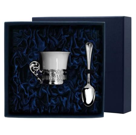 СЕРЕБРЯНАЯ КОФЕЙНАЯ ЧАШКА "БОГЕМА" С ЛОЖКОЙ – АРГЕНТА