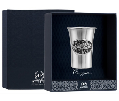 СЕРЕБРЯНАЯ СТОПКА "ОКУНЬ" С ЧЕРНЕНИЕМ (1 ШТУКА) – АРГЕНТА