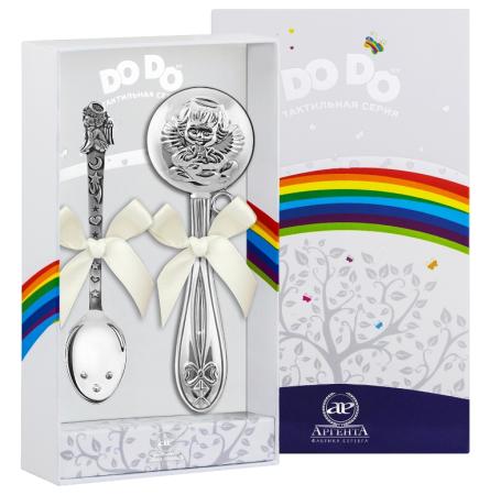 ДЕТСКИЙ НАБОР: ЛОЖКА И ПОГРЕМУШКА ДО-ДО "АНГЕЛ" – АРГЕНТА