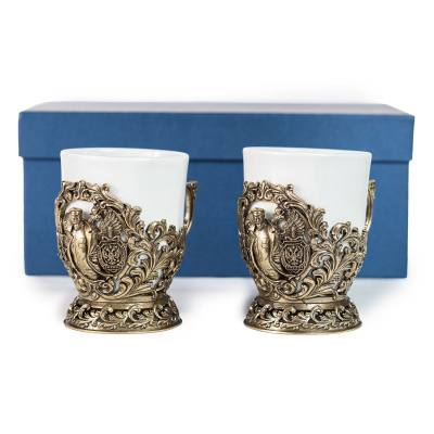 ЛАТУННАЯ КОФЕЙНАЯ ЧАШКА "ФСБ ДЗЕРЖИНСКИЙ" 2 ШТ