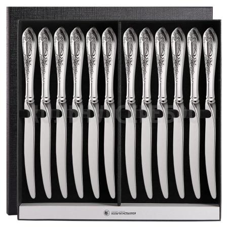 СТОЛОВЫЙ НАБОР ИЗ МЕЛЬХИОРА "ЖАСМИН" (12 НОЖЕЙ) – КОЛЬЧУГИНСКИЙ МЕЛЬХИОР