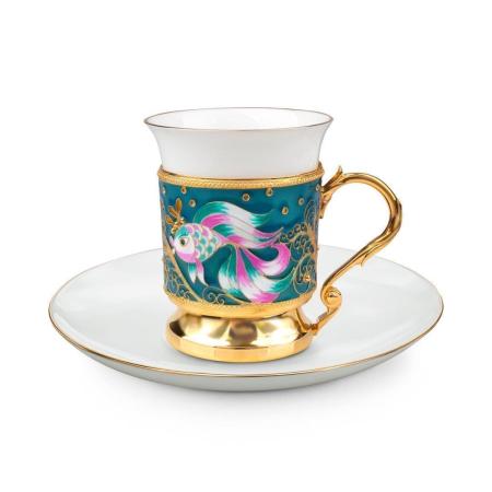 СЕРЕБРЯНЫЙ КОФЕЙНЫЙ НАБОР 33468 – РУССКИЕ САМОЦВЕТЫ