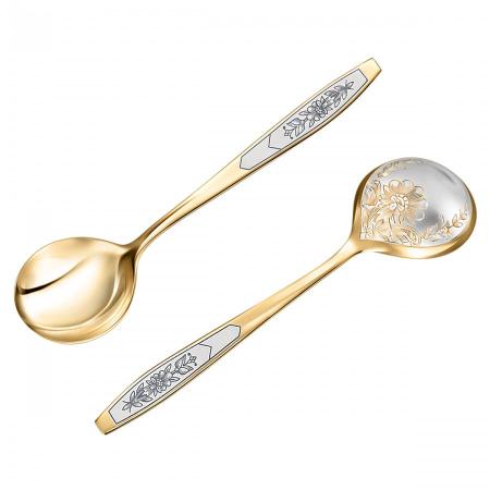 СЕРЕБРЯНАЯ ЛОЖКА ДЛЯ САЛАТА "АСТРА" С ПОЗОЛОТОЙ - СЕВЕРНАЯ ЧЕРНЬ