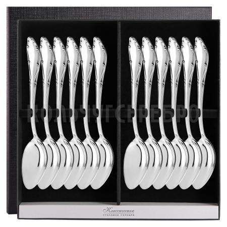 СЕРЕБРЯНЫЙ СТОЛОВЫЙ НАБОР "АФРОДИТА" С ЧЕРНЕНИЕМ (12 ЛОЖЕК) - МСТЕРСКИЙ ЮВЕЛИР