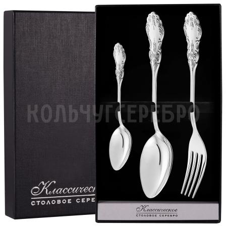 СЕРЕБРЯНЫЙ СТОЛОВЫЙ НАБОР "ЧЕРЕМУХА" (3 ПРЕДМЕТА) – МСТЕРСКИЙ ЮВЕЛИР