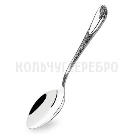 СЕРЕБРЯНАЯ СТОЛОВАЯ ЛОЖКА "ИРИСЫ" М-22 С ЧЕРНЕНИЕМ – ПАВЛОВСКИЙ ЗАВОД