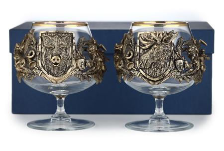 БОКАЛ ДЛЯ КОНЬЯКА "РУССКИЙ ЛЕС - КАБАН, ЛОСЬ" CLASSIC 