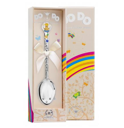 СЕРЕБРЯНАЯ ДЕТСКАЯ ЛОЖКА "АНГЕЛОЧЕК" С ГОЛУБОЙ ЭМАЛЬЮ (ДО-ДО) – АРГЕНТА