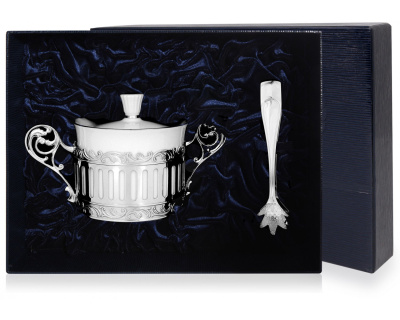 СЕРЕБРЯНАЯ САХАРНИЦА "БОГЕМА" С ЩИПЦАМИ – АРГЕНТА