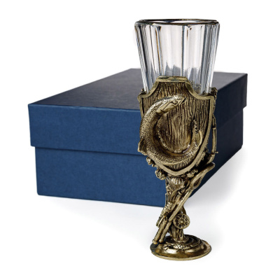 ЛАФИТНИК ДЛЯ ВОДКИ "ТРОФЕЙНЫЙ РЫБАЛКА" (СУДАК) ЛАТУННЫЙ