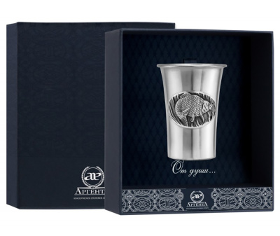 СЕРЕБРЯНАЯ СТОПКА "ЛЕЩ" С ЧЕРНЕНИЕМ (1 ШТУКА) – АРГЕНТА