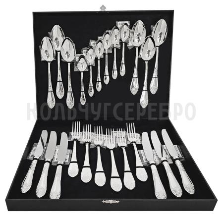СЕРЕБРЯНЫЙ СТОЛОВЫЙ НАБОР "ДВОРЦОВЫЙ" М-17 (24 ПРЕДМЕТА) – ПАВЛОВСКИЙ ЗАВОД