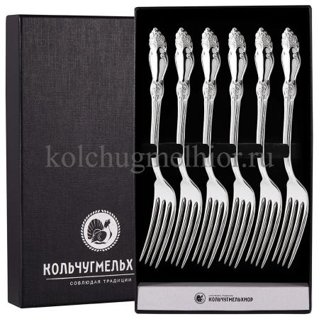 ДЕСЕРТНЫЙ НАБОР ИЗ МЕЛЬХИОРА "РОЗА" (6 ДЕСЕРТНЫХ ВИЛОК) – КОЛЬЧУГИНСКИЙ МЕЛЬХИОР