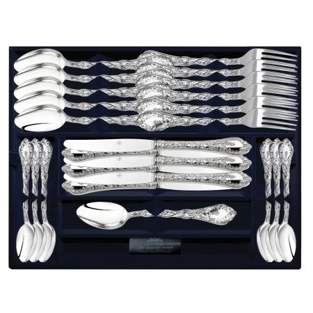 СЕРЕБРЯНЫЙ СТОЛОВЫЙ НАБОР "ВИНОГРАДНАЯ ЛОЗА" (24 ПРЕДМЕТА) – АРГЕНТА