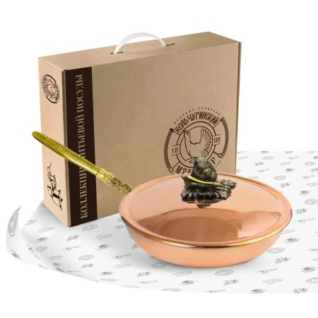 СКОВОРОДА МЕДНАЯ "ЧЕСНОК" С МЕДНОЙ КРЫШКОЙ (ЛУЖЕНИЕ) – КОЛЬЧУГИНСКИЙ МЕЛЬХИОР