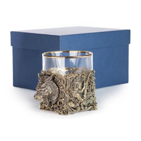 СТАКАН ДЛЯ ВИСКИ "РУССКИЙ ЛЕС - ТИГР" ЛАТУННЫЙ