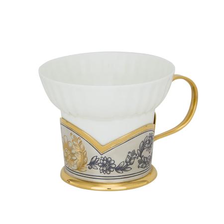 СЕРЕБРЯНАЯ ЧАЙНАЯ ЧАШКА "АСТРА" С ЧЕРНЕНИЕМ И ПОЗОЛОТОЙ – СЕВЕРНАЯ ЧЕРНЬ