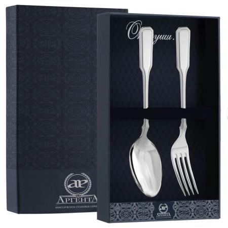 СЕРЕБРЯНЫЙ СТОЛОВЫЙ НАБОР "РУССКИЙ" (2 ПРЕДМЕТА) – АРГЕНТА