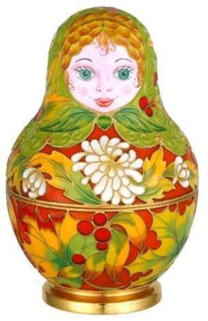 СЕРЕБРЯНЫЙ СУВЕНИР "МАТРЁШКА ОСЕНЬ" – РУССКИЕ САМОЦВЕТЫ