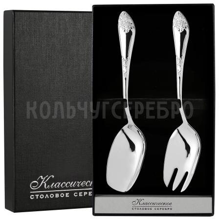СЕРЕБРЯНЫЙ НАБОР ДЛЯ САЛАТА "ДВОРЦОВЫЙ" М-17 (2 ПРЕДМЕТА) – ПАВЛОВСКИЙ ЗАВОД