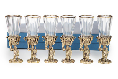 ЛАФИТНИК ДЛЯ ВОДКИ "СТРОИТЕЛИ" ЛАТУННЫЙ 6 ШТ