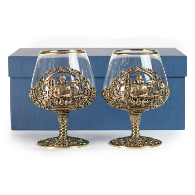 БОКАЛ ДЛЯ КОНЬЯКА "НЕФТЯНИК" ЛАТУННЫЙ (2 ШТ)