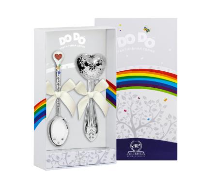 ДЕТСКИЙ НАБОР: ЛОЖКА И ПОГРЕМУШКА ДО-ДО "СЕРДЕЧКО" – АРГЕНТА