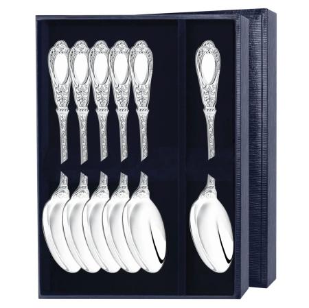 СЕРЕБРЯНЫЙ СТОЛОВЫЙ НАБОР "ФАМИЛЬНЫЙ" (6 СТОЛОВЫХ ЛОЖЕК) – АРГЕНТА