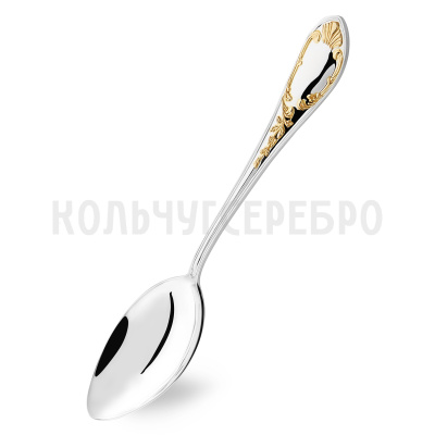 СЕРЕБРЯНАЯ СТОЛОВАЯ ЛОЖКА "ВЕСНА" С ПОЗОЛОТОЙ – КРАСНАЯ ПРЕСНЯ
