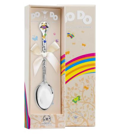 СЕРЕБРЯНАЯ ДЕТСКАЯ ЛОЖКА "СОВЁНОК" С ПОЗОЛОТОЙ И ЭМАЛЬЮ (ДО-ДО) – АРГЕНТА