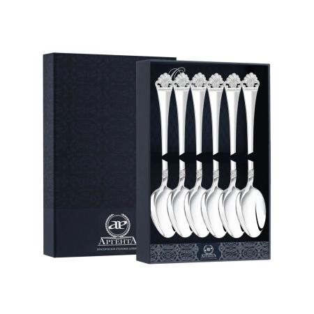 СЕРЕБРЯНЫЙ ЧАЙНЫЙ НАБОР "АФИНА" (6 ЧАЙНЫХ ЛОЖЕК) – АРГЕНТА