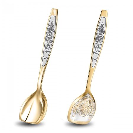 СЕРЕБРЯНАЯ ЛОЖКА ДЛЯ САХАРА "АСТРА" С ПОЗОЛОТОЙ - СЕВЕРНАЯ ЧЕРНЬ