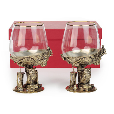 БОКАЛЫ ДЛЯ КОНЬЯКА "МУДРОМУ НАЧАЛЬНИКУ" ЛАТУННЫЙ (2 ШТ)