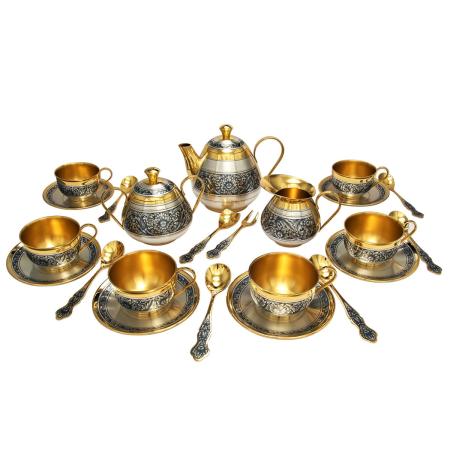 СЕРЕБРЯНЫЙ ЧАЙНЫЙ НАБОР АРТ. 40200018А99 (23 ПРЕДМЕТА) – СЕВЕРНАЯ ЧЕРНЬ