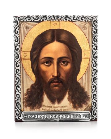 ИКОНА "ГОСПОДЬ ВСЕДЕРЖИТЕЛЬ" В СЕРЕБРЯНОМ БАГЕТЕ – АЛЬТМАСТЕР
