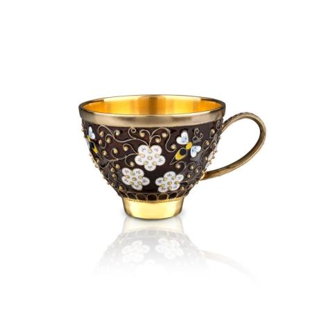 СЕРЕБРЯНАЯ ЧАЙНАЯ ЧАШКА "ПЧЁЛКА" - РУССКИЕ САМОЦВЕТЫ