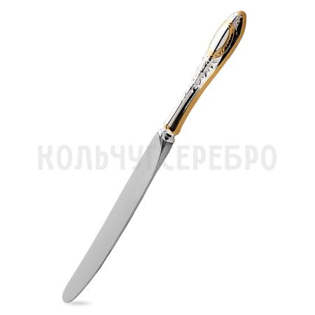 СТОЛОВЫЙ НОЖ ИЗ МЕЛЬХИОРА "№1" С ПОЗОЛОТОЙ - КОЛЬЧУГИНСКИЙ МЕЛЬХИОР