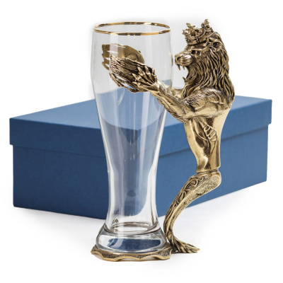 ПИВНОЙ БОКАЛ "ЛЕВ" ЛАТУННЫЙ