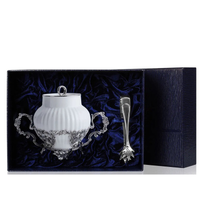 СЕРЕБРЯНАЯ САХАРНИЦА "СИМФОНИЯ" С ЩИПЦАМИ – АРГЕНТА