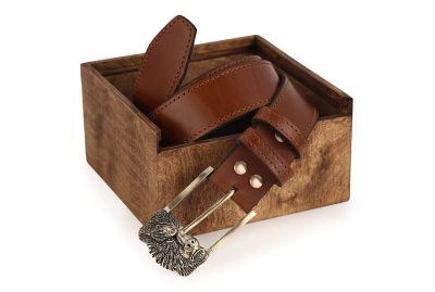 КОЖАНЫЙ РЕМЕНЬ "МЕДВЕДЬ" РЫЖИЙ