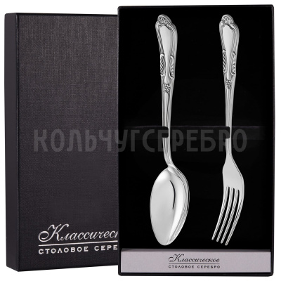 СЕРЕБРЯНЫЙ СТОЛОВЫЙ НАБОР "ВИЗАНТИЯ" №22 (2 ПРЕДМЕТА) - МСТЕРСКИЙ ЮВЕЛИР
