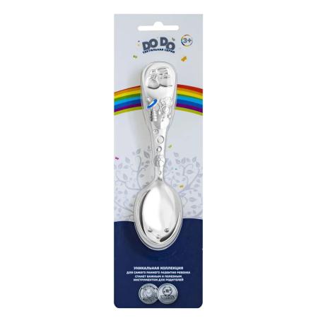 ДЕТСКАЯ ЛОЖКА "БОТИНОЧКИ" С ГОЛУБОЙ ЭМАЛЬЮ – КОЛЬЧУГИНСКИЙ МЕЛЬХИОР