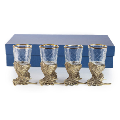 ЧАРКА "ДРАКОН" ЛАТУННАЯ (СТОПКА ПЕРЕВЁРТЫШ) 4 ШТ