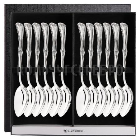 СТОЛОВЫЙ НАБОР ИЗ МЕЛЬХИОРА "№11" С ЧЕРНЕНИЕМ (12 ЛОЖЕК) – МСТЕРСКИЙ ЮВЕЛИР