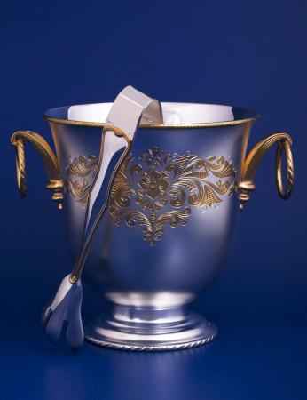 СЕРЕБРЯНОЕ ВЕДРО ДЛЯ ЛЬДА "№2" С ПОЗОЛОТОЙ – МСТЁРСКИЙ ЮВЕЛИР