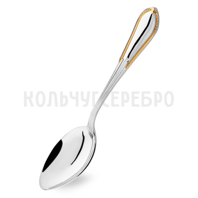 СЕРЕБРЯНАЯ СТОЛОВАЯ ЛОЖКА "АМПИР" С ПОЗОЛОТОЙ – КРАСНАЯ ПРЕСНЯ